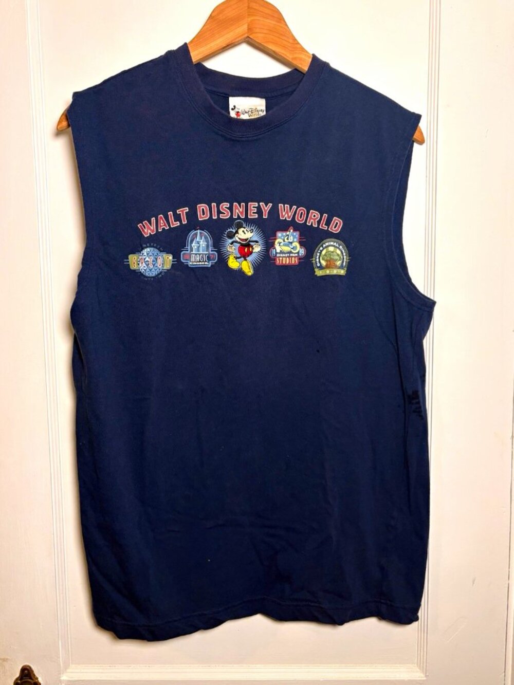 Vintage Walt Disney World Mickey 4 Parks Sleeveless T Shirt Medium Disney MGM